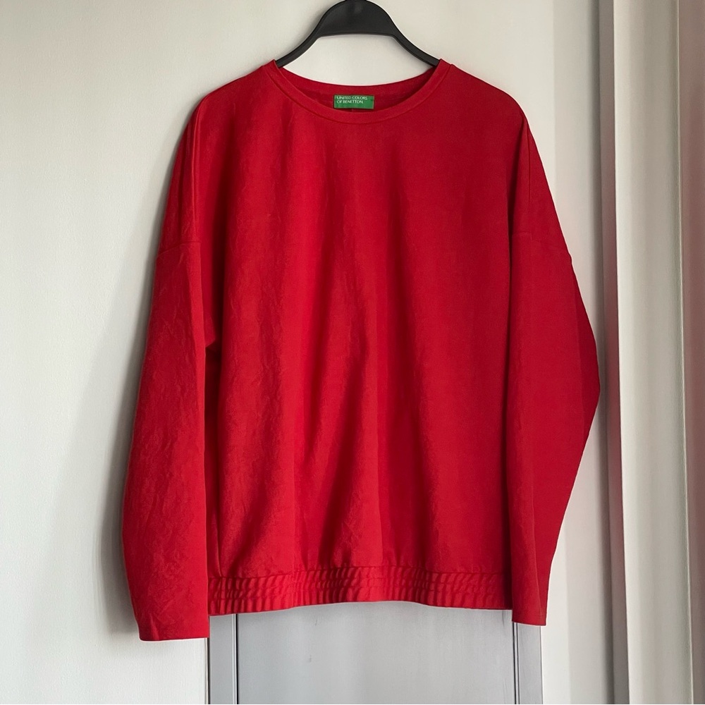 UNITED COLORS OF BENETTON Red Long Sleeve Dolman Blouse